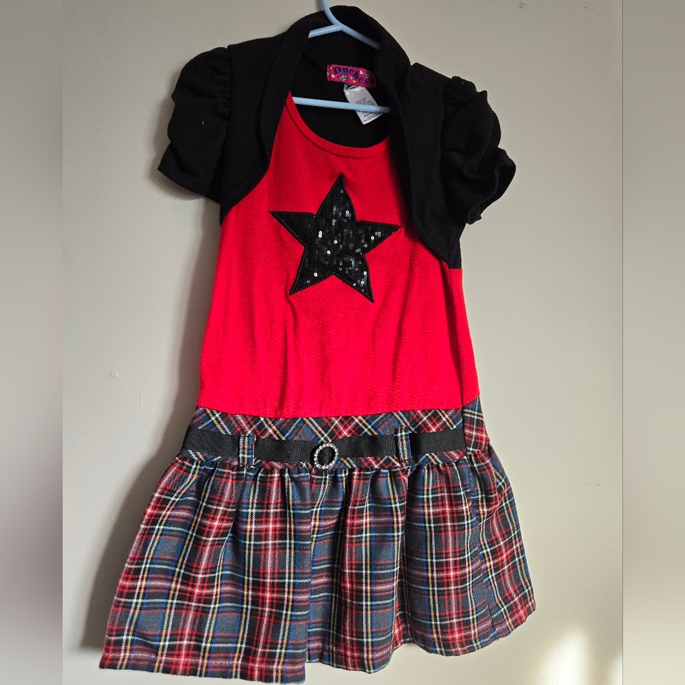 Duchess Girls Black & Red Plaid Dress Size 6